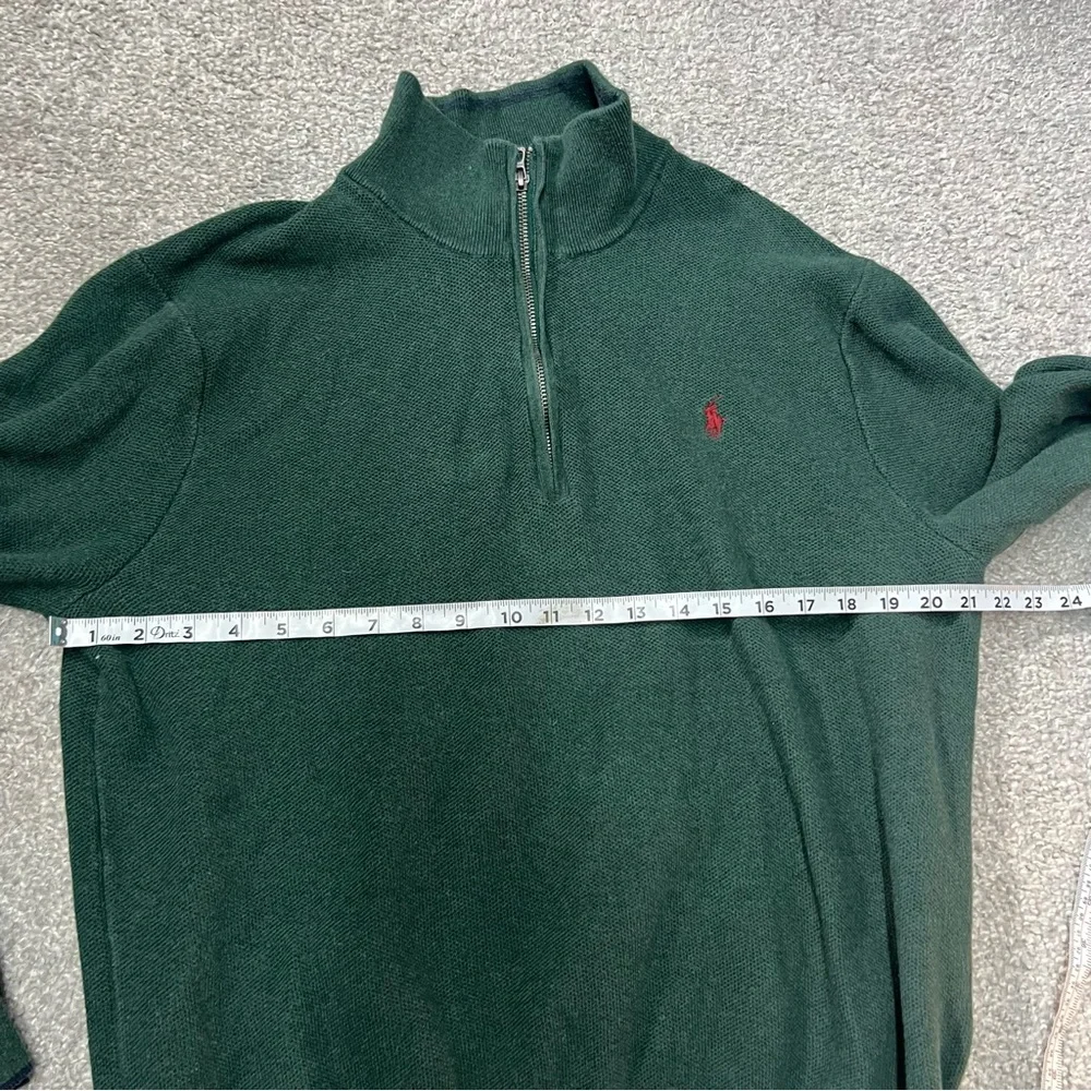 Polo Ralph Lauren Sweater Mens Extra large Green Pima Pique Knit Quarter Zip - Picture 3 of 7